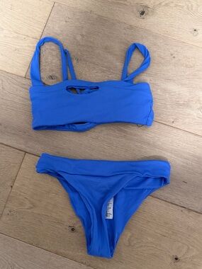 Vibrant Cobalt Blue Ribbed Bikini Set